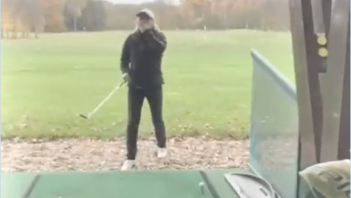 England Golfer performs AMAZING TRICK SHOT on driving range